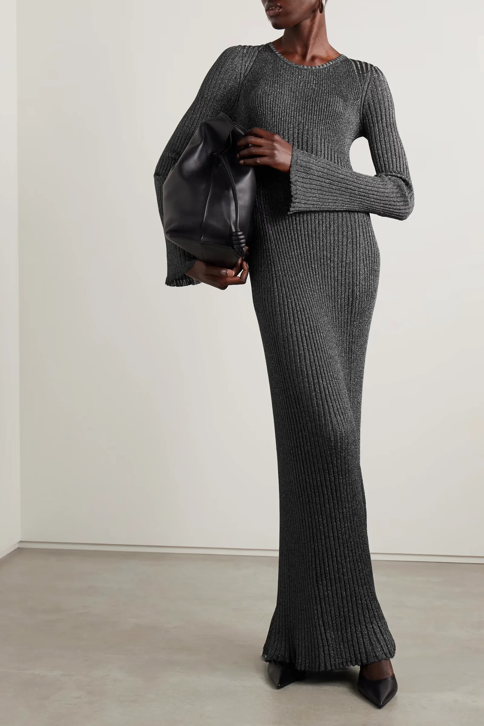Joni Metallic Ribbed-knit Maxi Dress