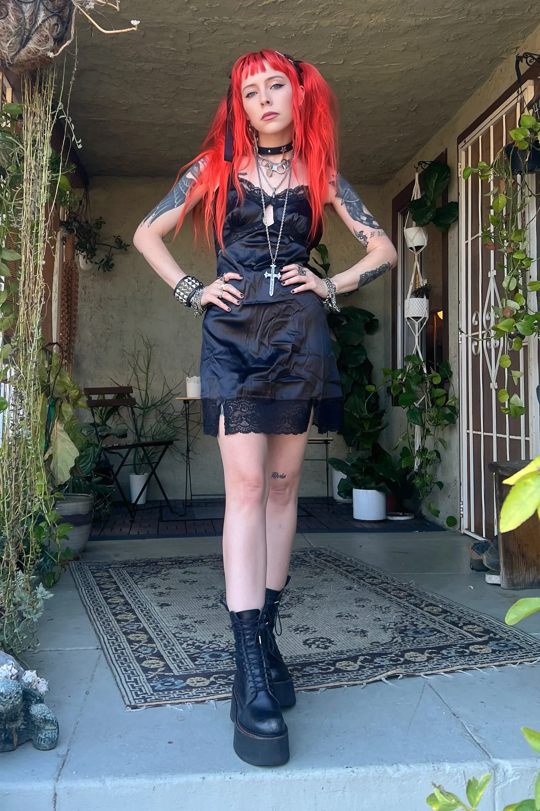 Josie Black Mini Slip Dress