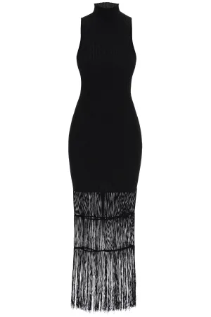 Khaite "ribbed knit dress with fringe details"