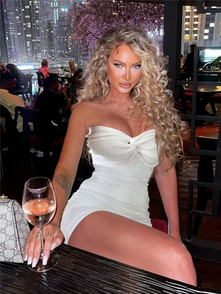 Knit Twisted Stylish Tube Mini Dress