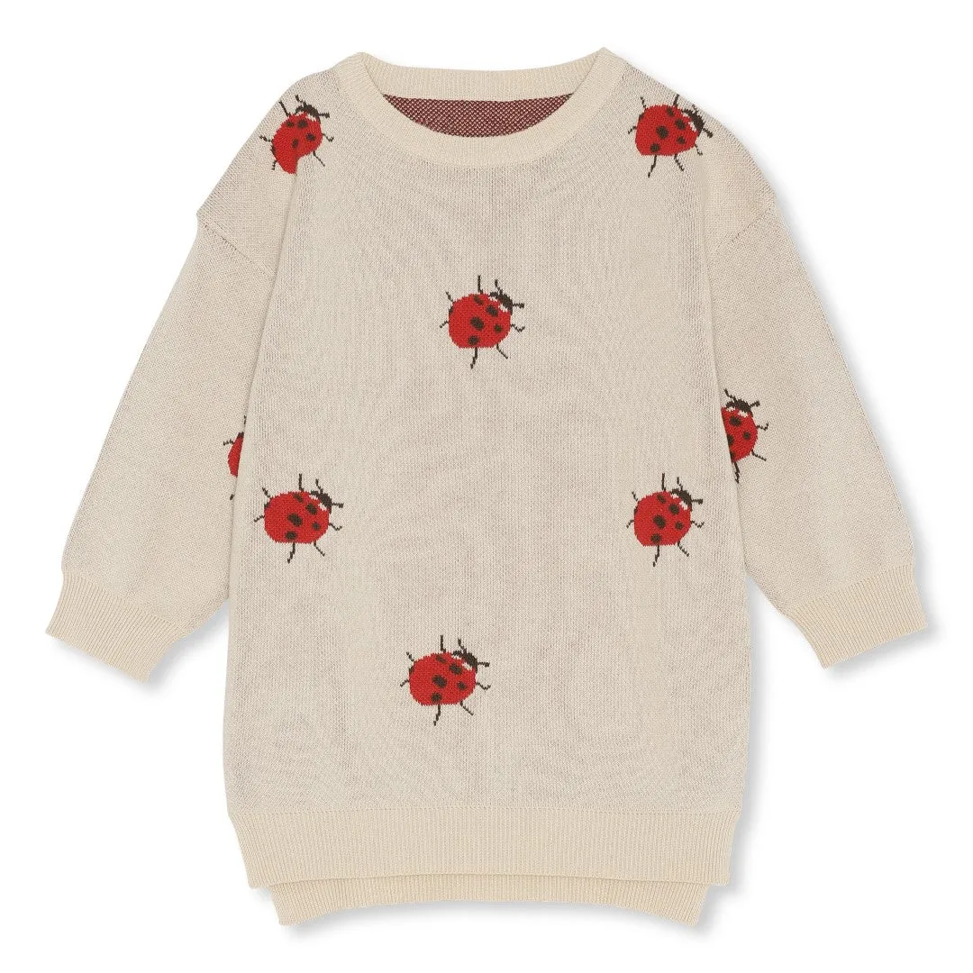 Konges Slojd Lapis Jacquard Dress - Summer Sand Ladybug