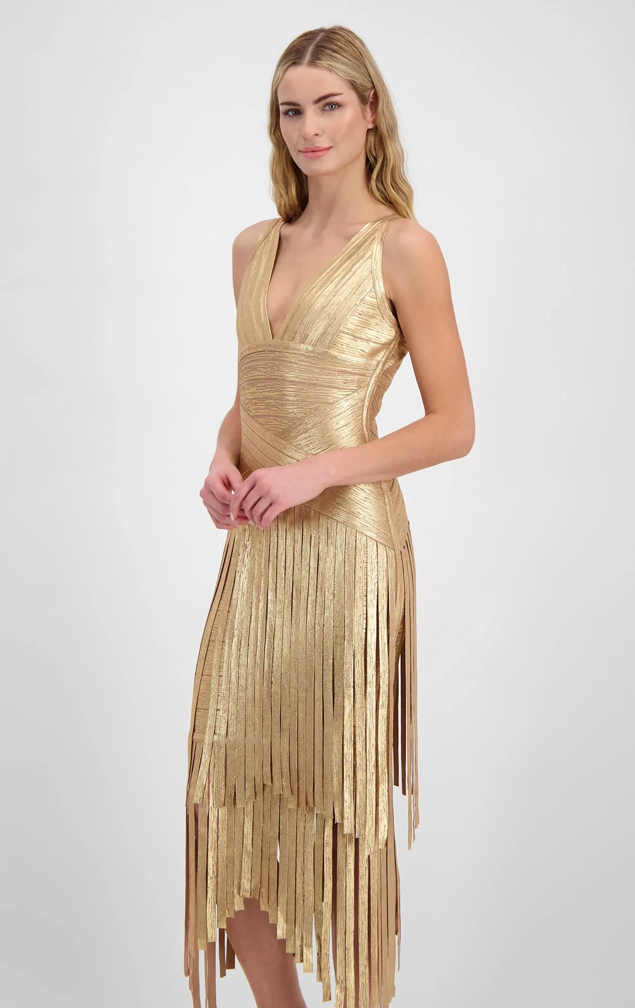 Layered Foil Fringe Dress