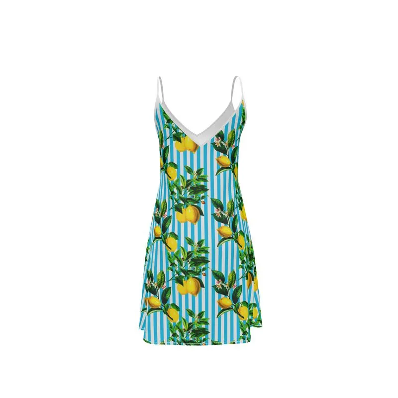 Lemon Striped Slip Dress
