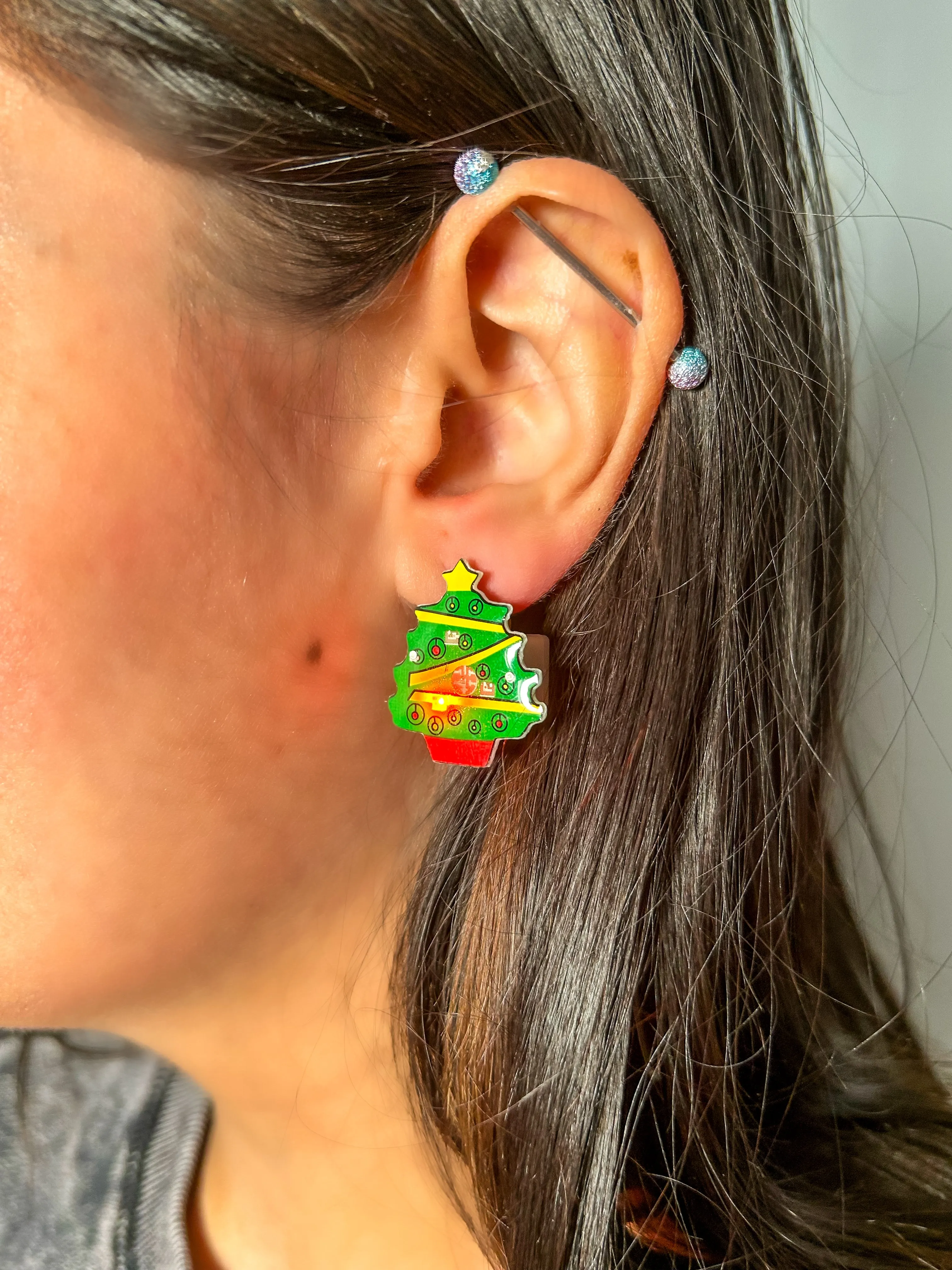 Light Up Christmas Tree Earrings