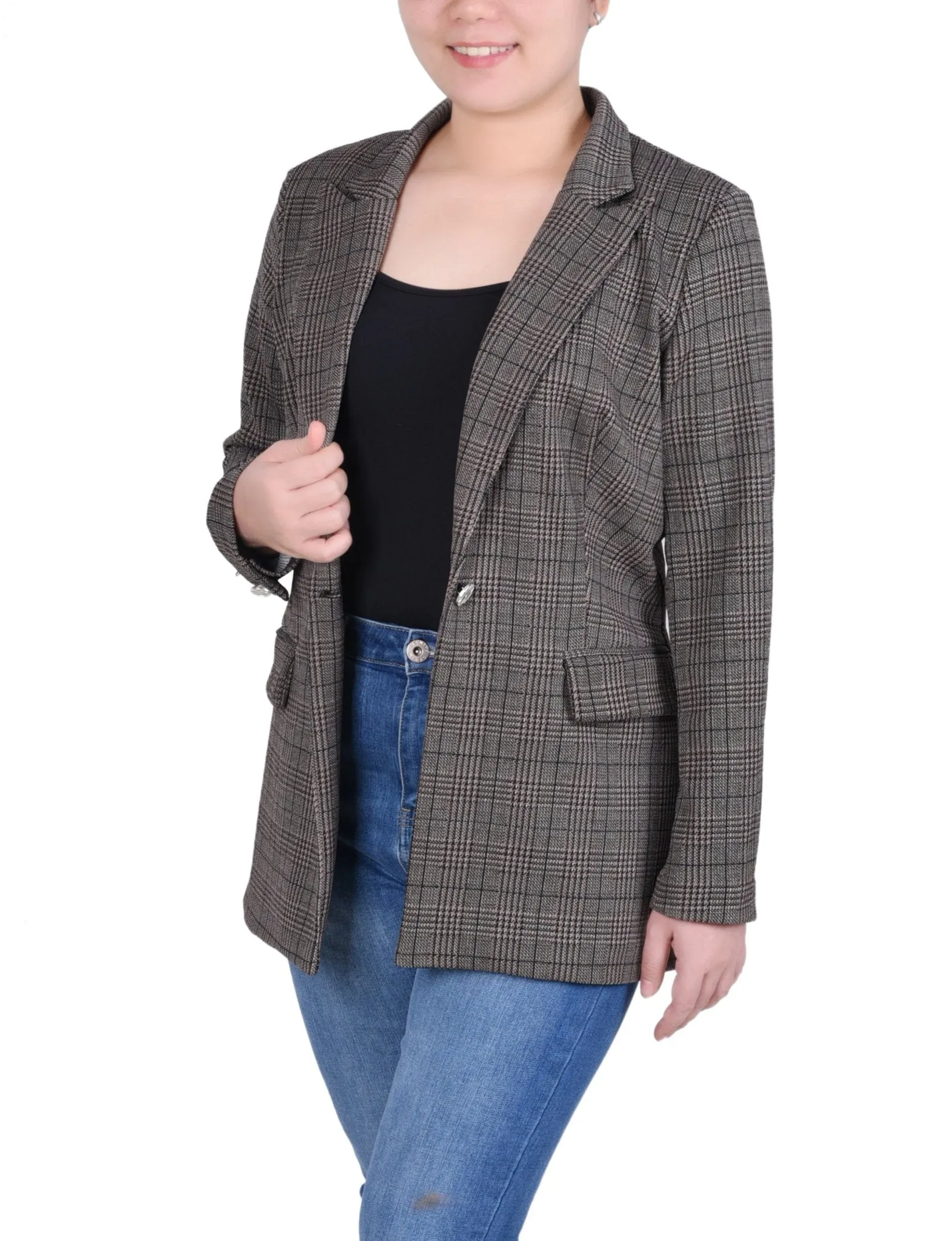 Long Sleeve Ponte Jacket - Petite