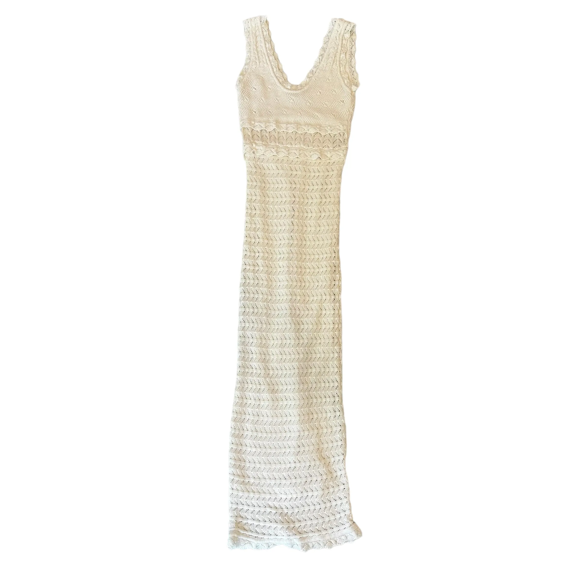 Long White Knit Dress - M
