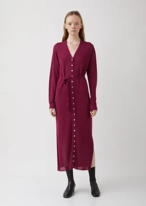 Magenta Viscose-Linen Cardigan Dress