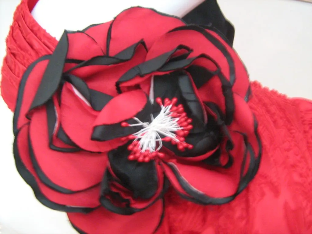 MAGGIE REEVES Red Flamenco Ruched Dress