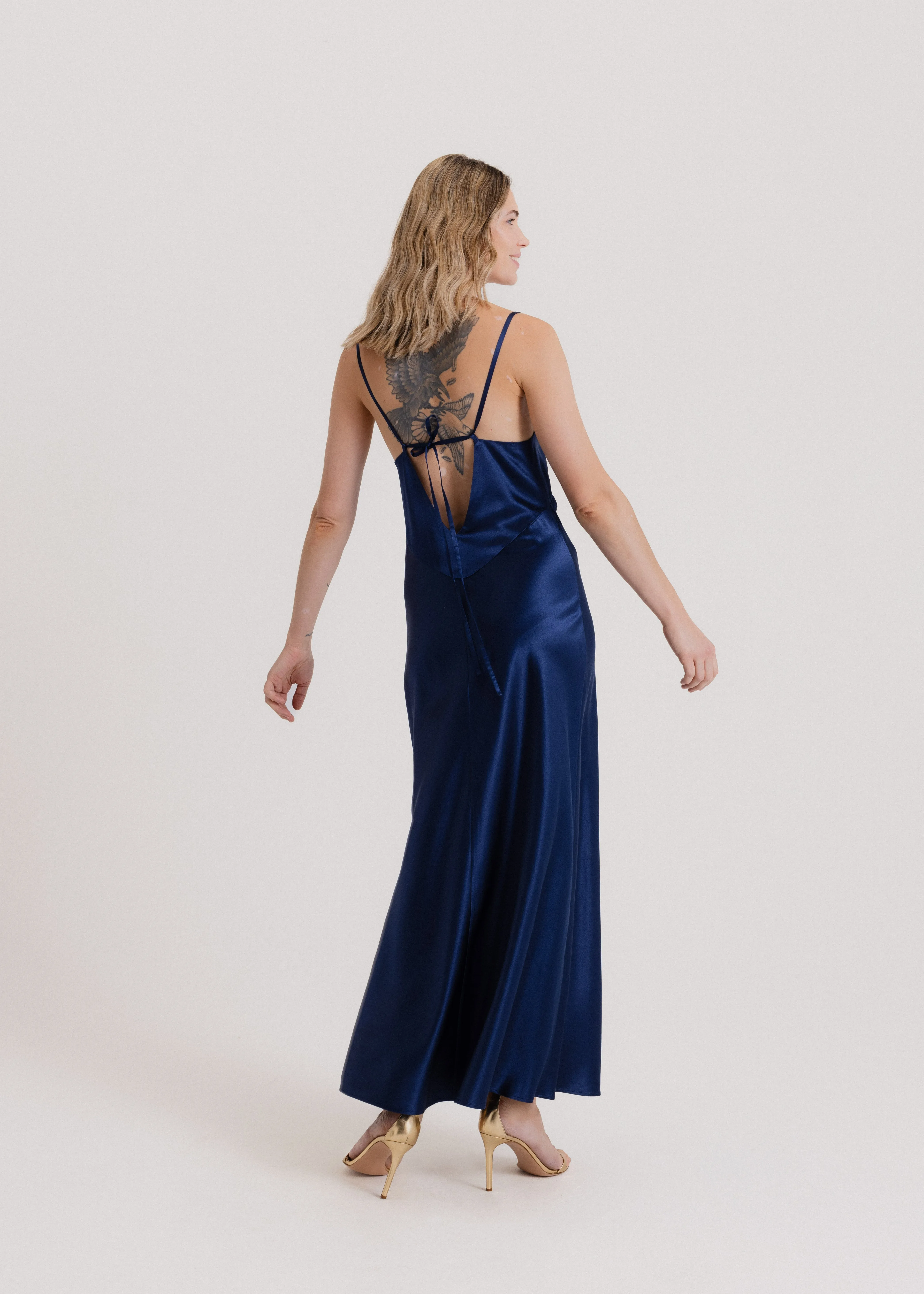 Maxi Silk Slip Dress in Royal Blue