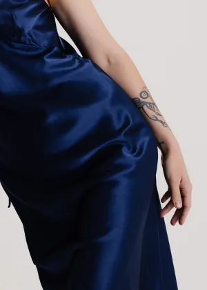 Maxi Silk Slip Dress in Royal Blue