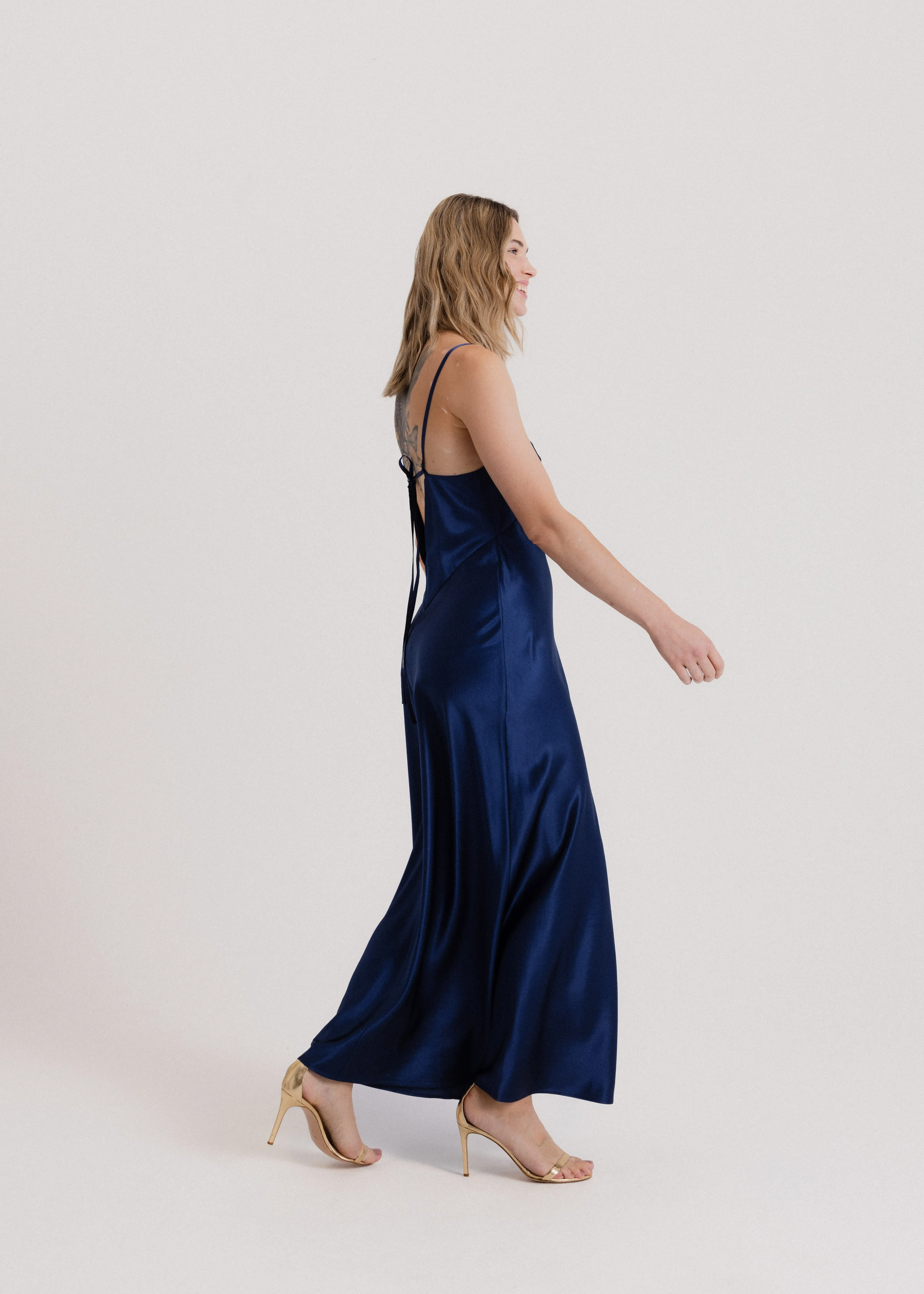 Maxi Silk Slip Dress in Royal Blue