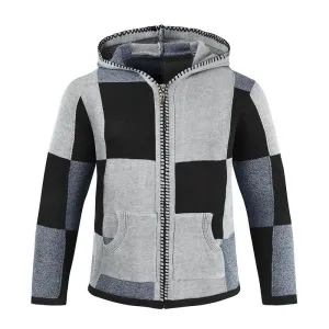 Men's Loose Color Contrast Hooded Knitted Cardigan 19088066L