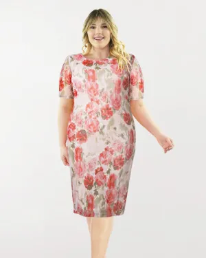 Mesh Midi Sheath Dress | Pink