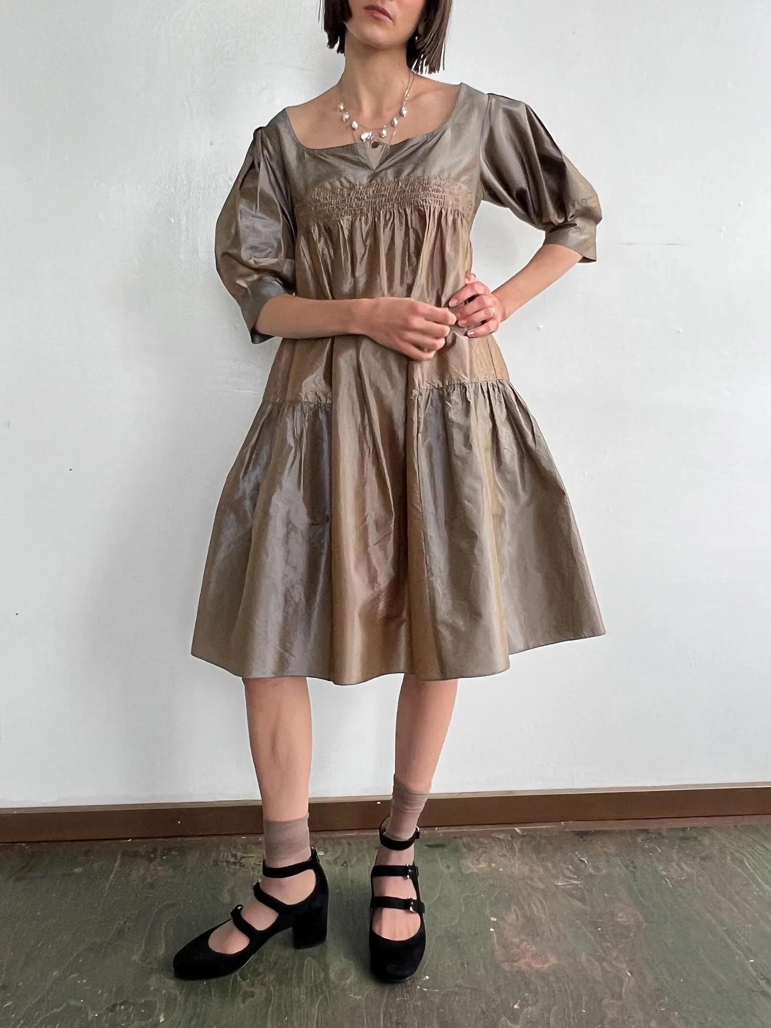 Miu Miu Iridescent Silk Tulle Dress (L)