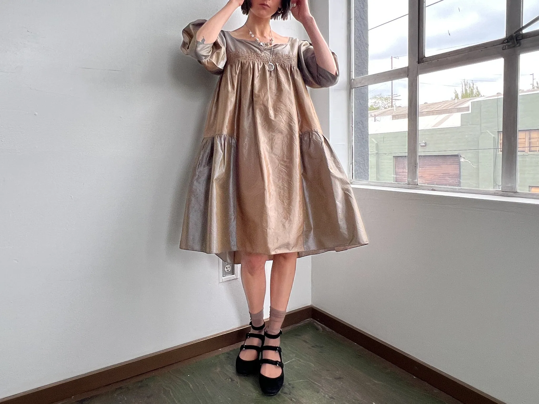 Miu Miu Iridescent Silk Tulle Dress (L)