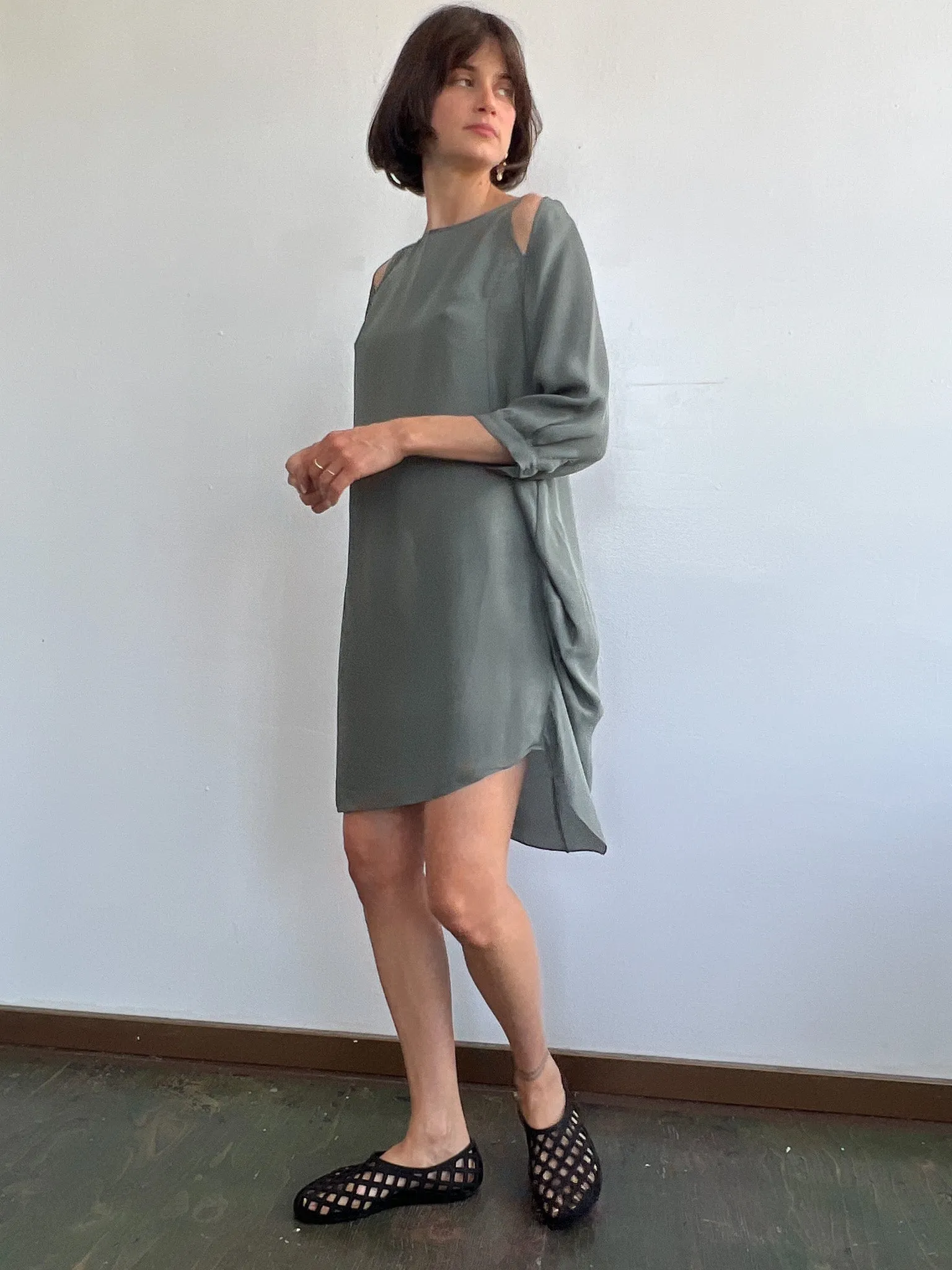 Morgane Le Fay Slate Silk Dress (S)