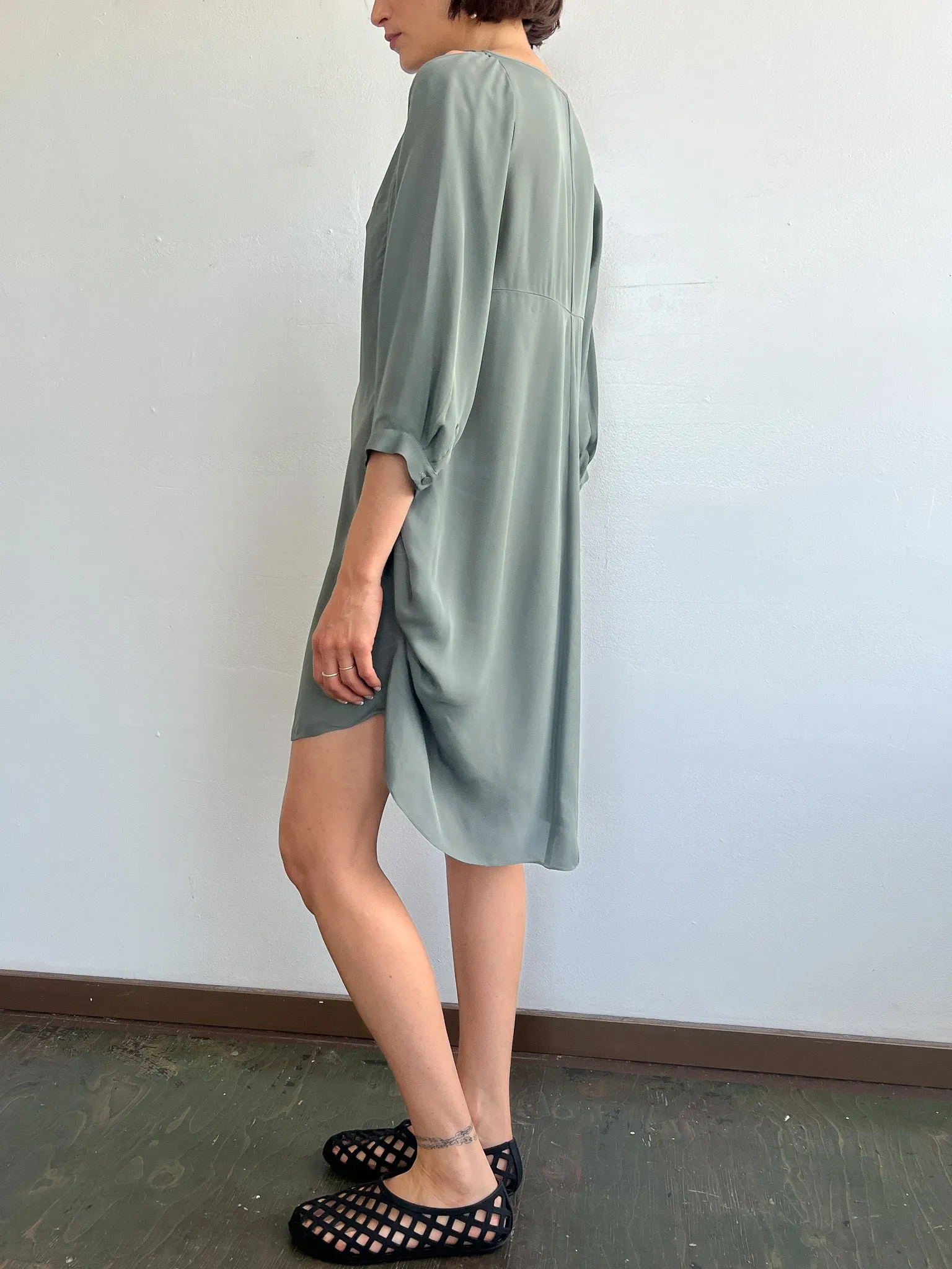 Morgane Le Fay Slate Silk Dress (S)
