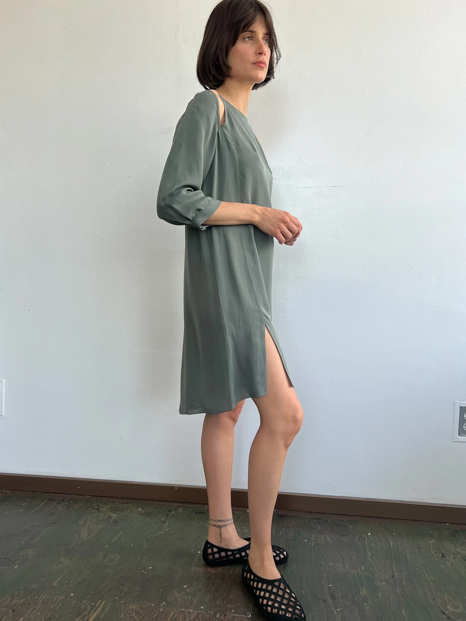 Morgane Le Fay Slate Silk Dress (S)