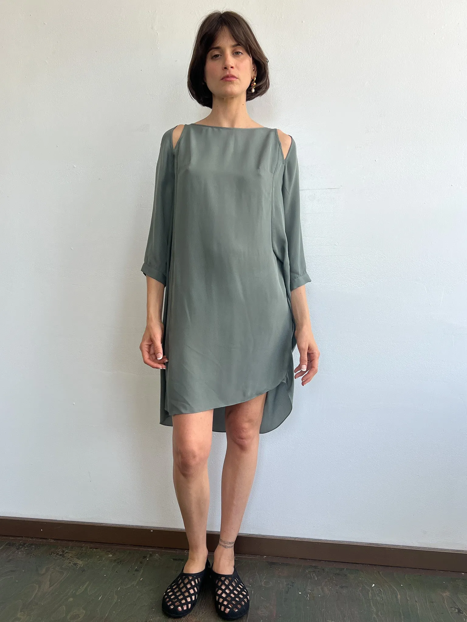 Morgane Le Fay Slate Silk Dress (S)