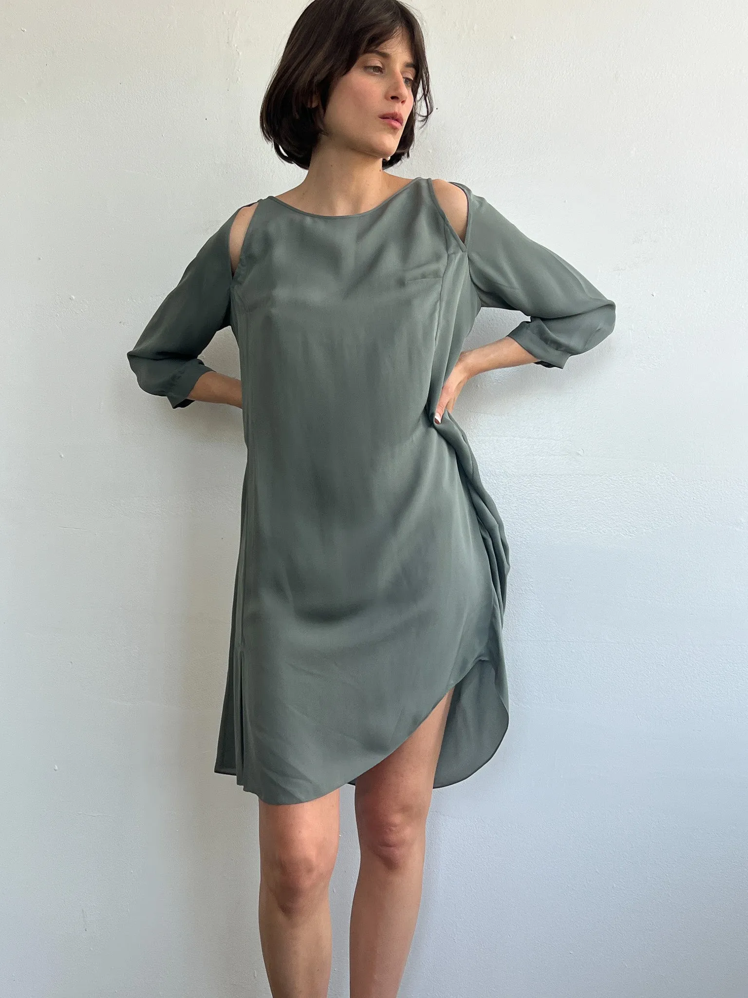 Morgane Le Fay Slate Silk Dress (S)