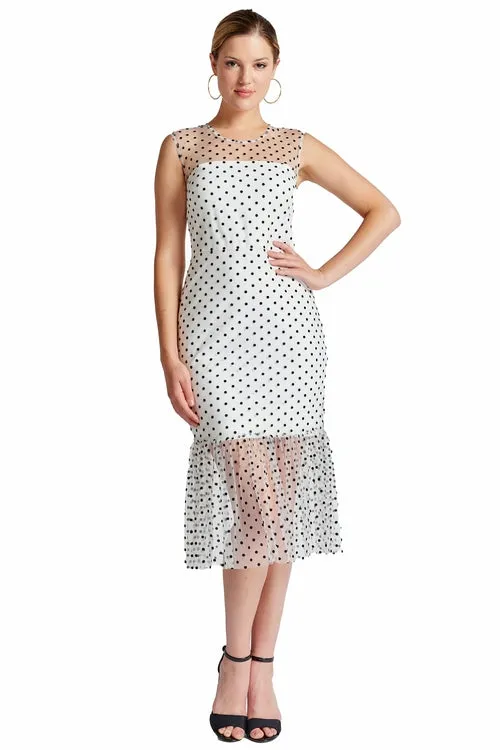 Muse Dress - Sleeveless polkadot midi mesh dress