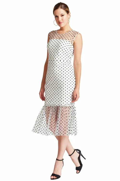 Muse Dress - Sleeveless polkadot midi mesh dress
