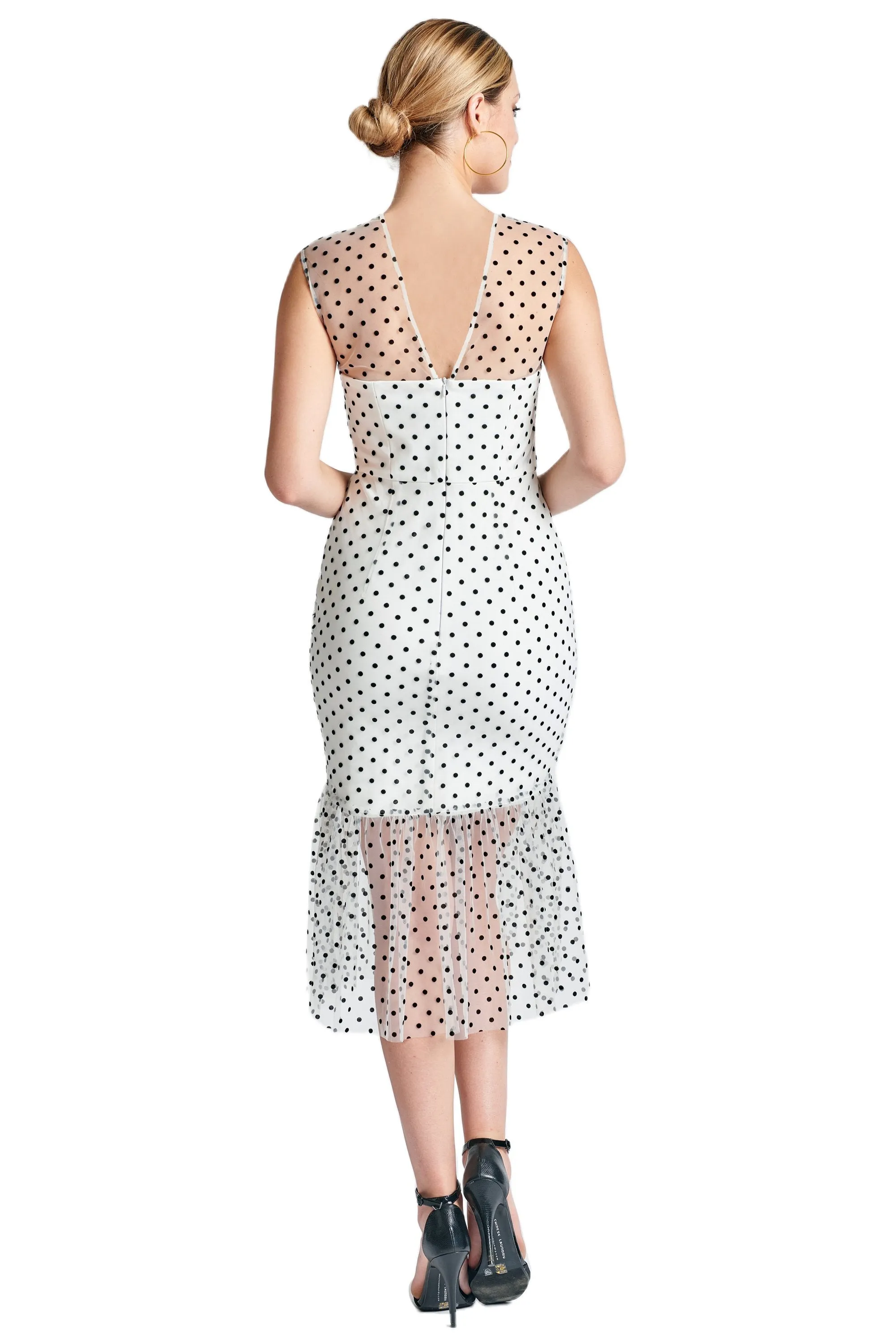 Muse Dress - Sleeveless polkadot midi mesh dress