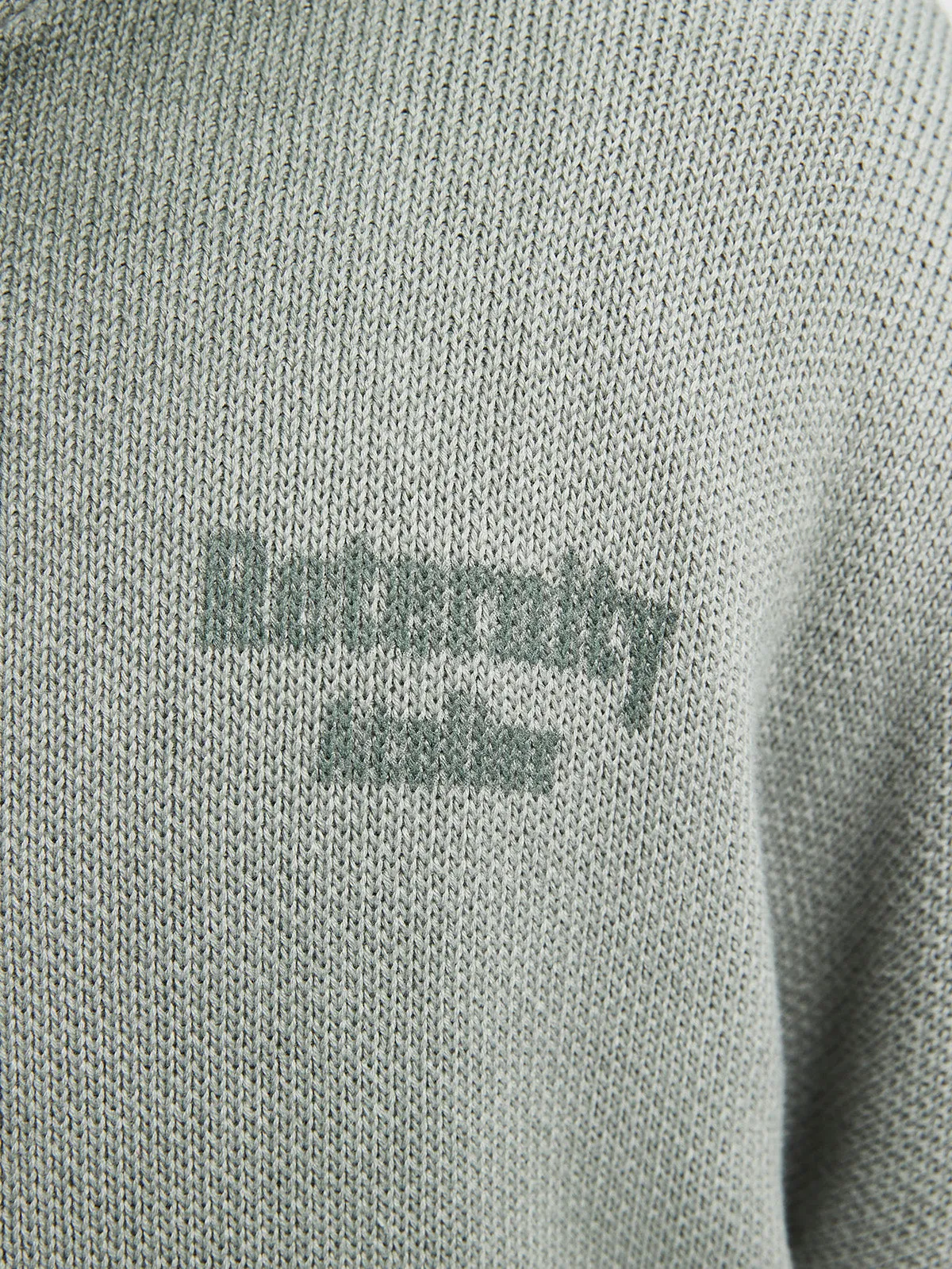OIL WASHED KNIT ZIP HOODIE - KHAKI