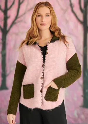 Patch Pocket Cardigan - Pink & Green Combo