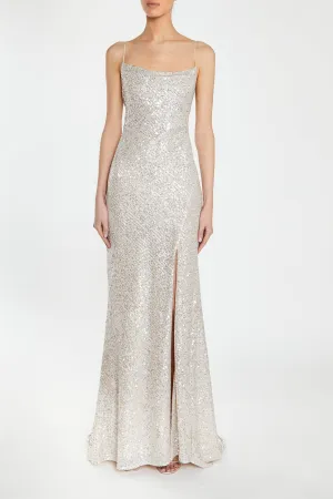 Pippa Champagne Sequin Cowl-Neck Slip Dress