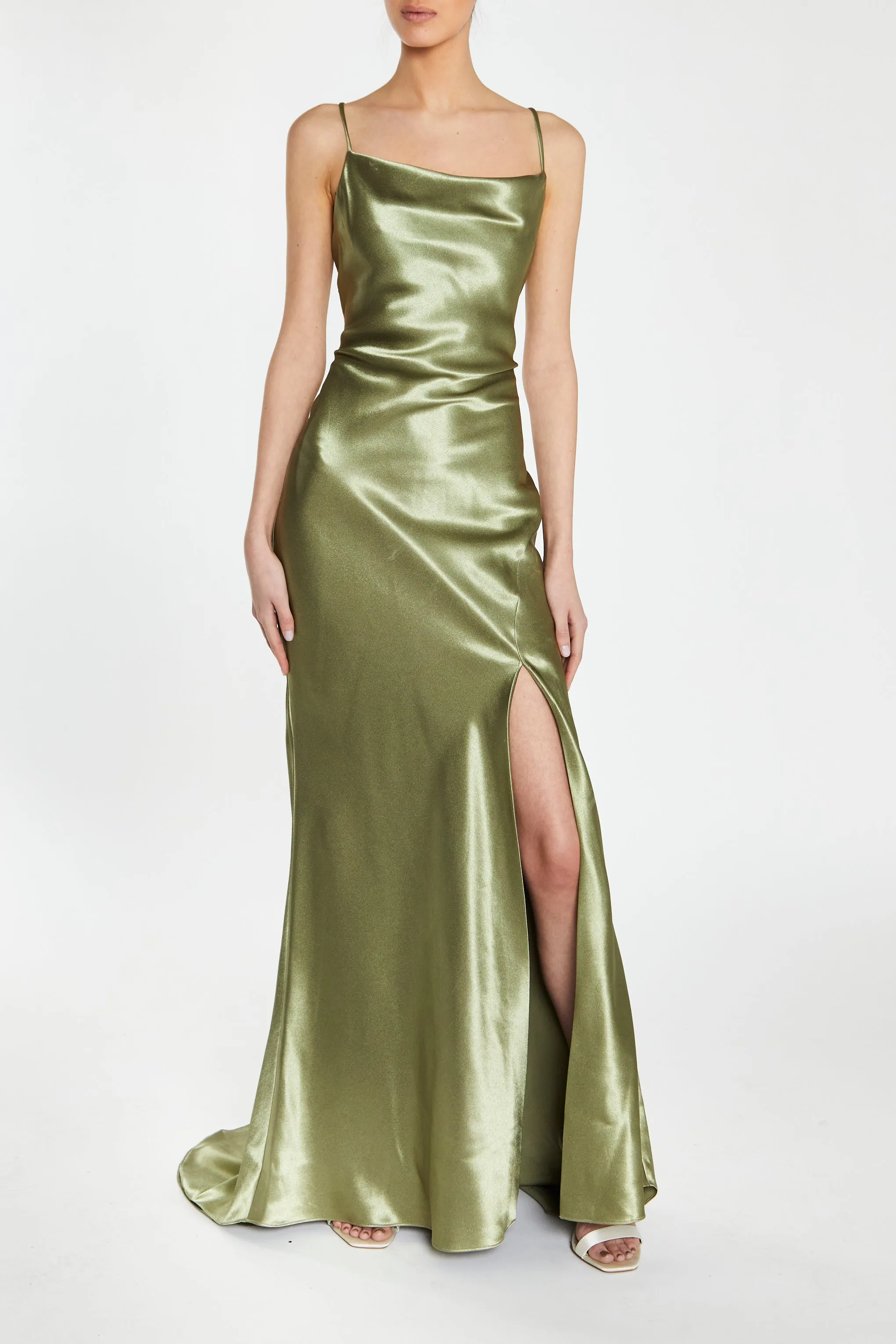 Pippa Sage Green Bridesmaid Cowl-Neck Slip Dress