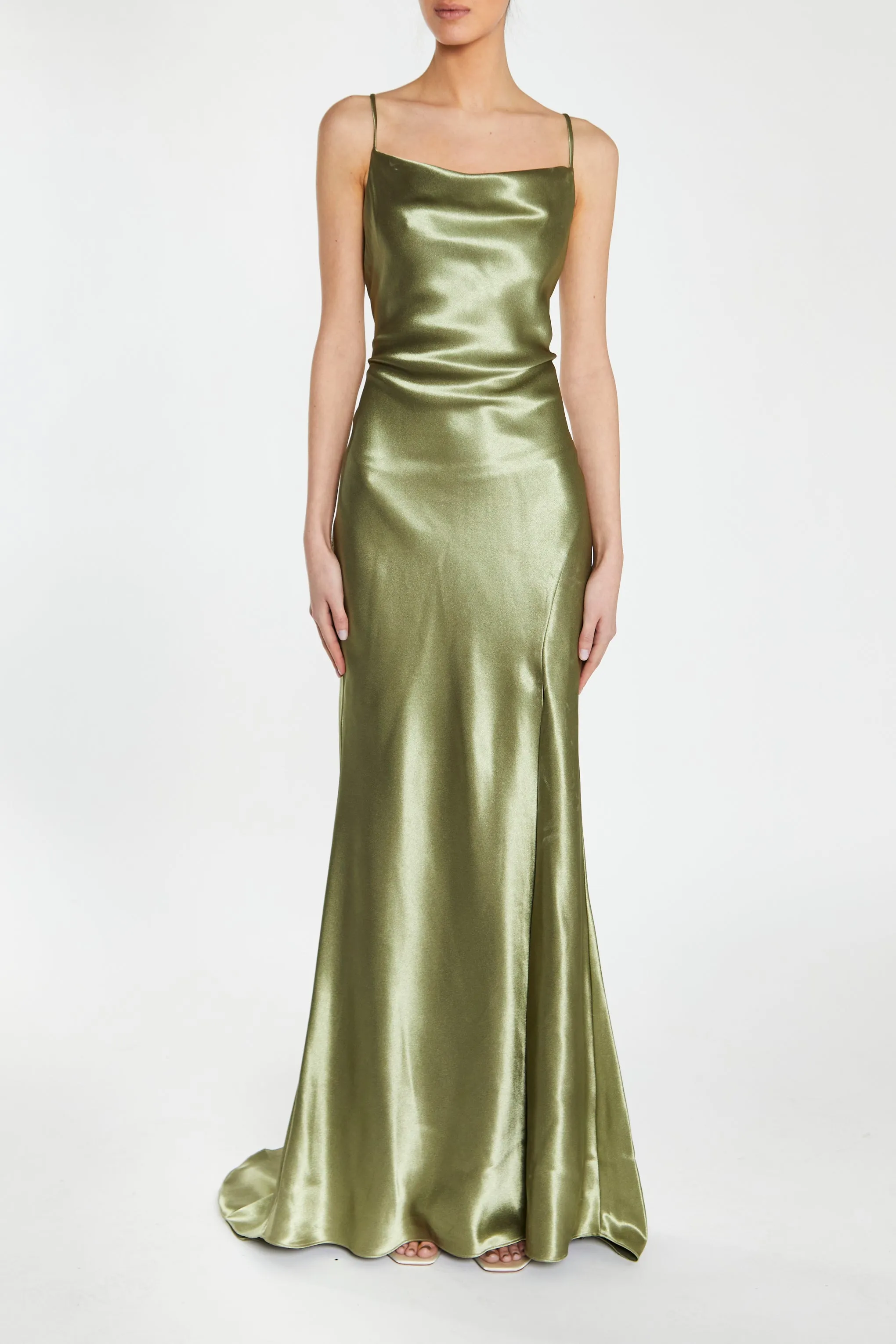 Pippa Sage Green Bridesmaid Cowl-Neck Slip Dress