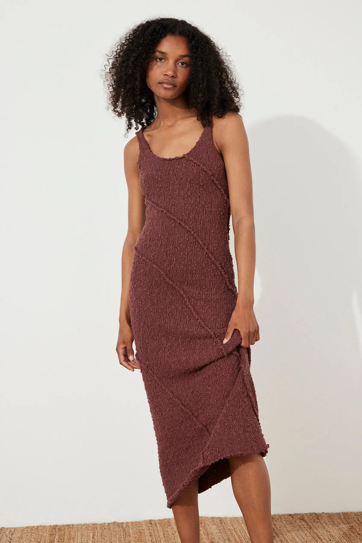 Plum Boucle Knit Dress