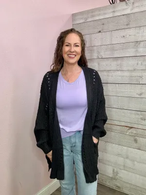 "Lunch Date" Charcoal Cardigan