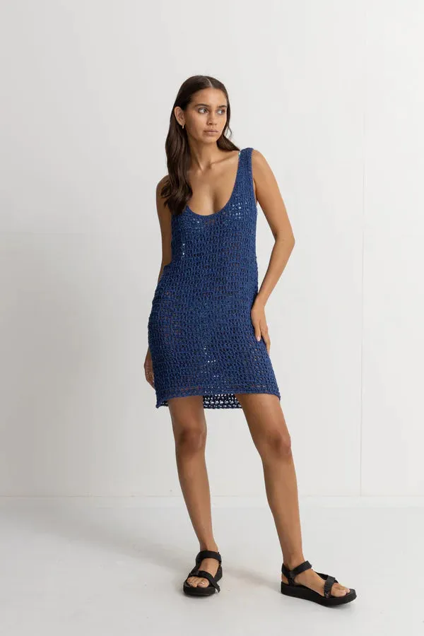RHYTHM Women's Maddie Knit Scoop Mini Dress Blue