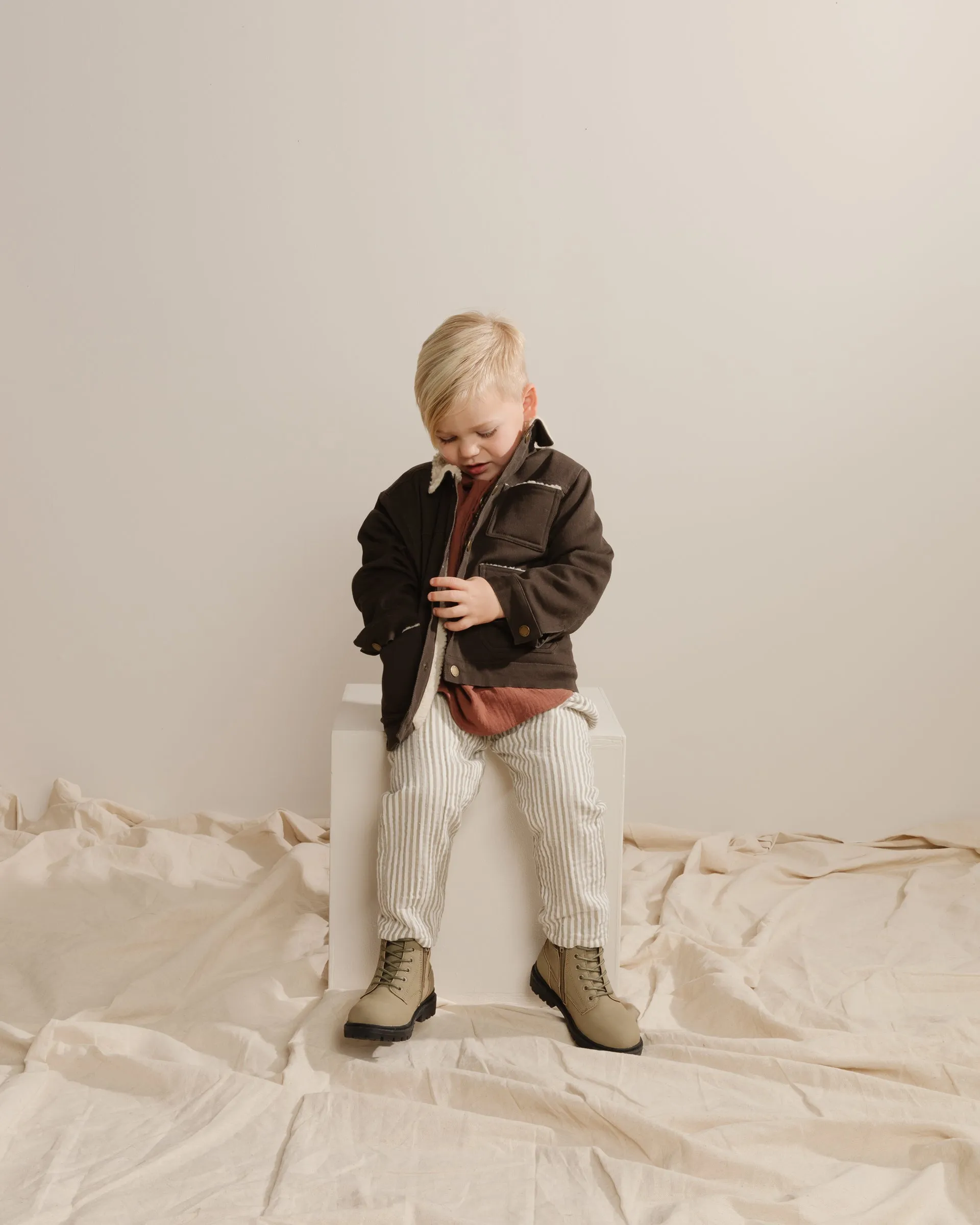 Rylee & Cru Vintage Black Shearling Chore Coat