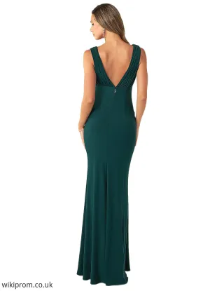 Saniya Sheath Pleated Luxe Knit Floor-Length Dress SWKP0019797