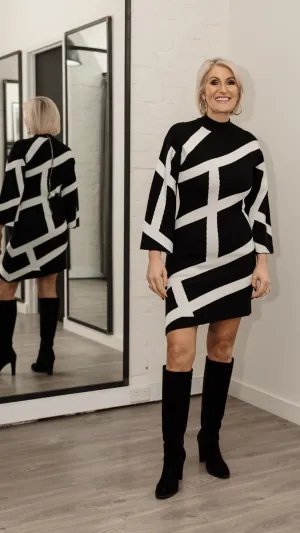 Scarlette Cotton Knit Dress - Black and White