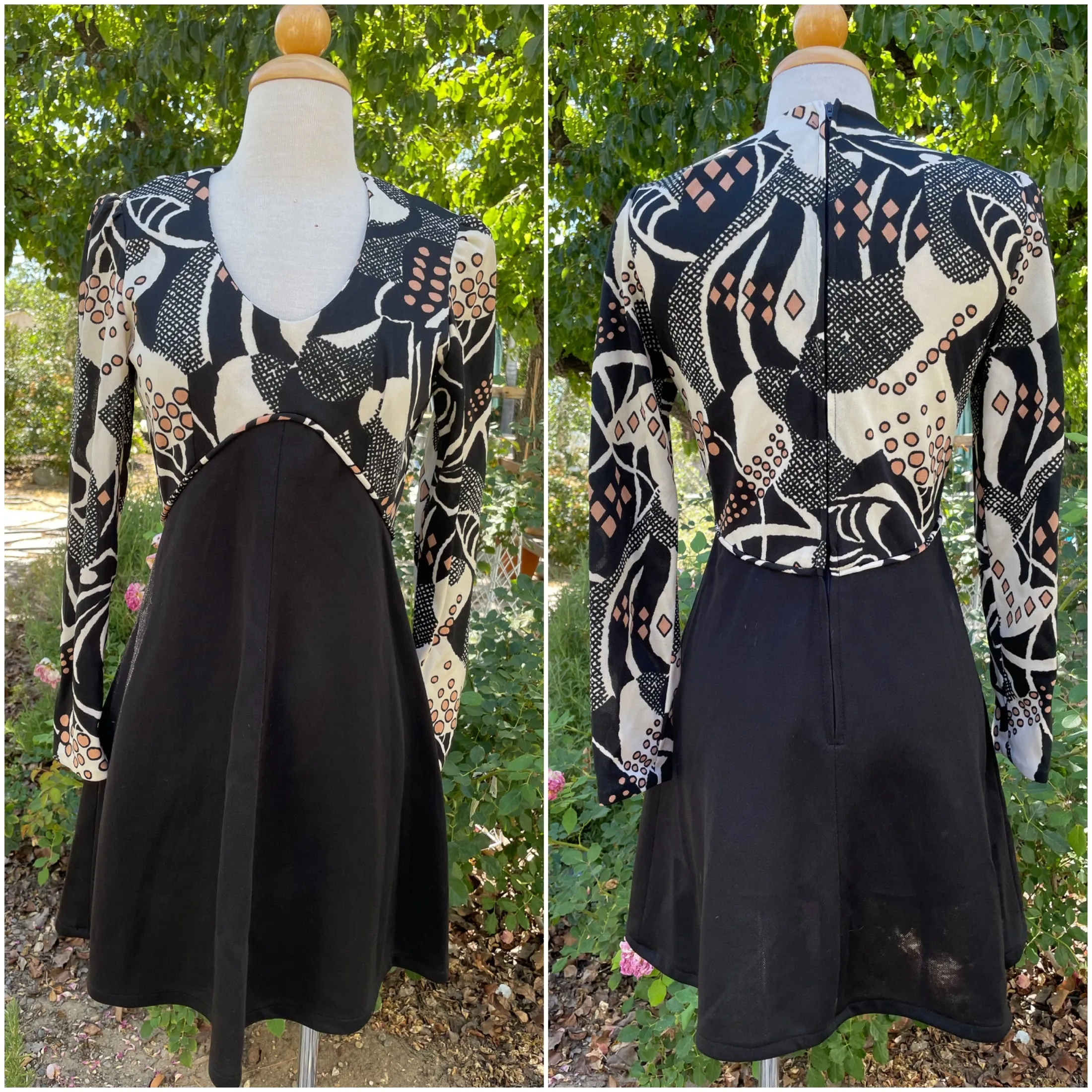 SOLD Vintage 60s Mod Mini Dress, 70s Abstract Pattern Dress S