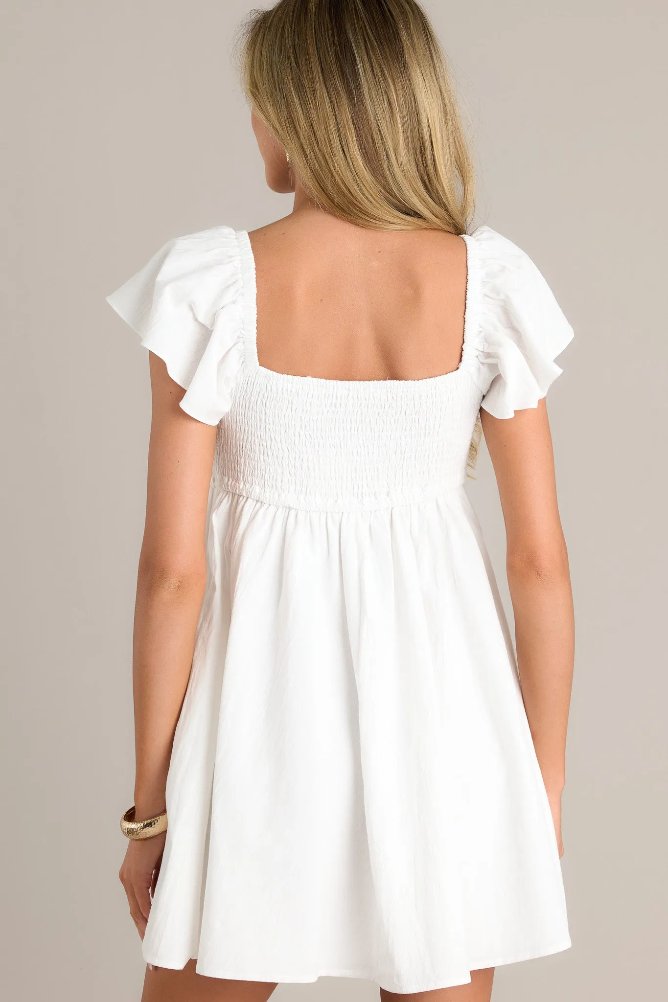 Spring Fling 100% Cotton Ivory Knit Mini Dress