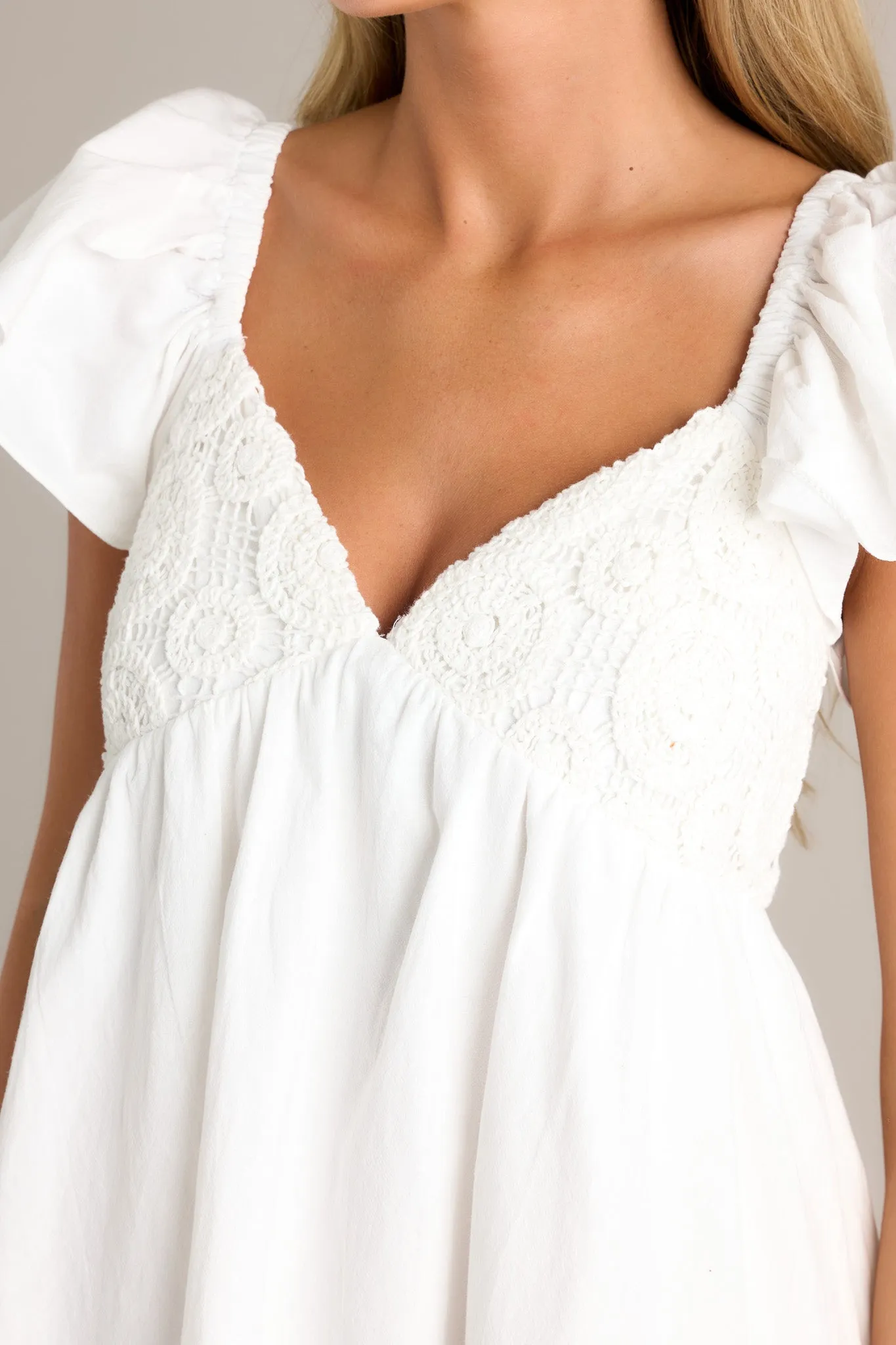 Spring Fling 100% Cotton Ivory Knit Mini Dress