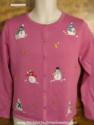 Super Cute Pink Holiday Sweater with Sequins CHILD or XS Adult