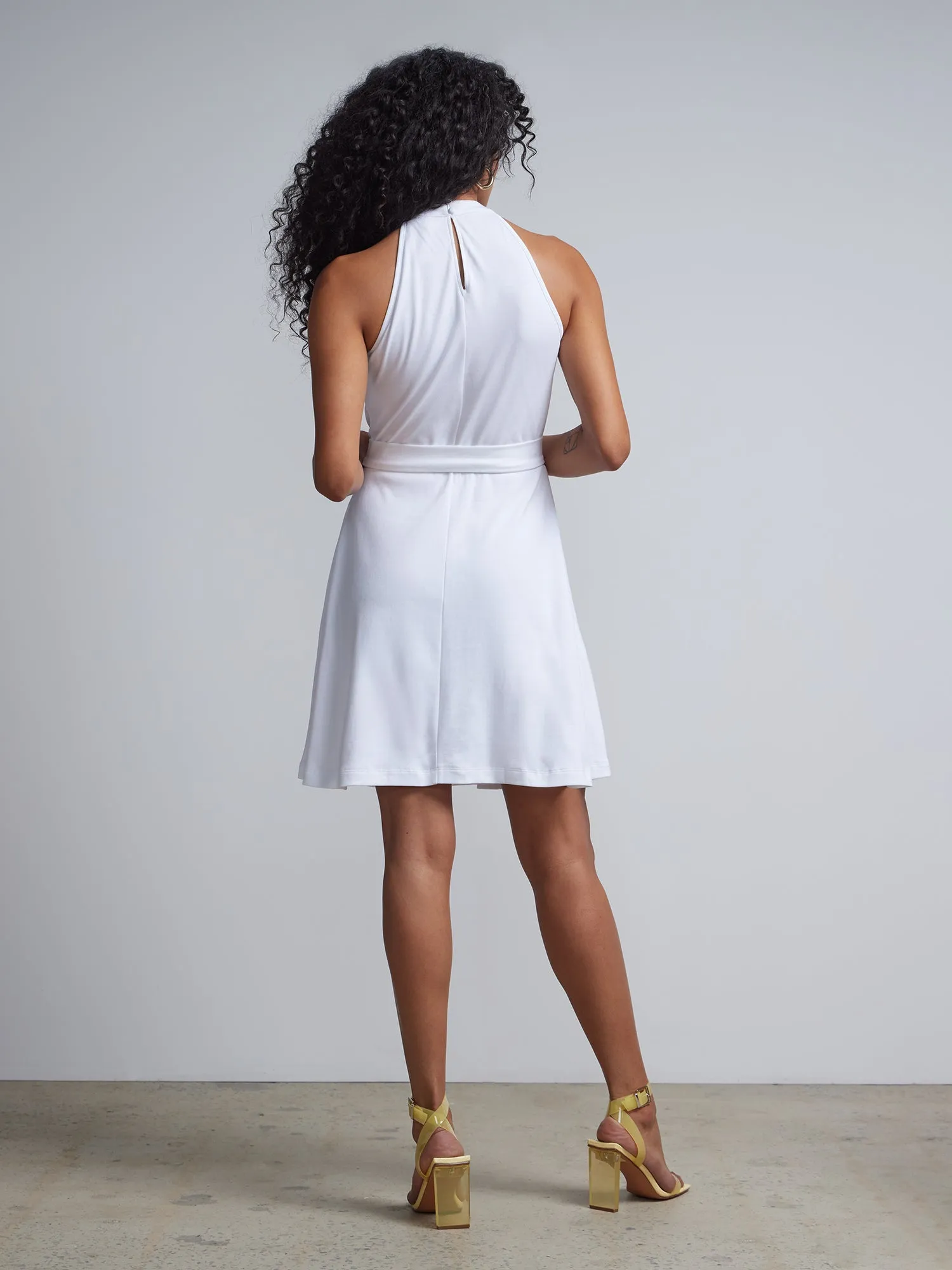 Tall Belted Halter Flare Dress - City Knits