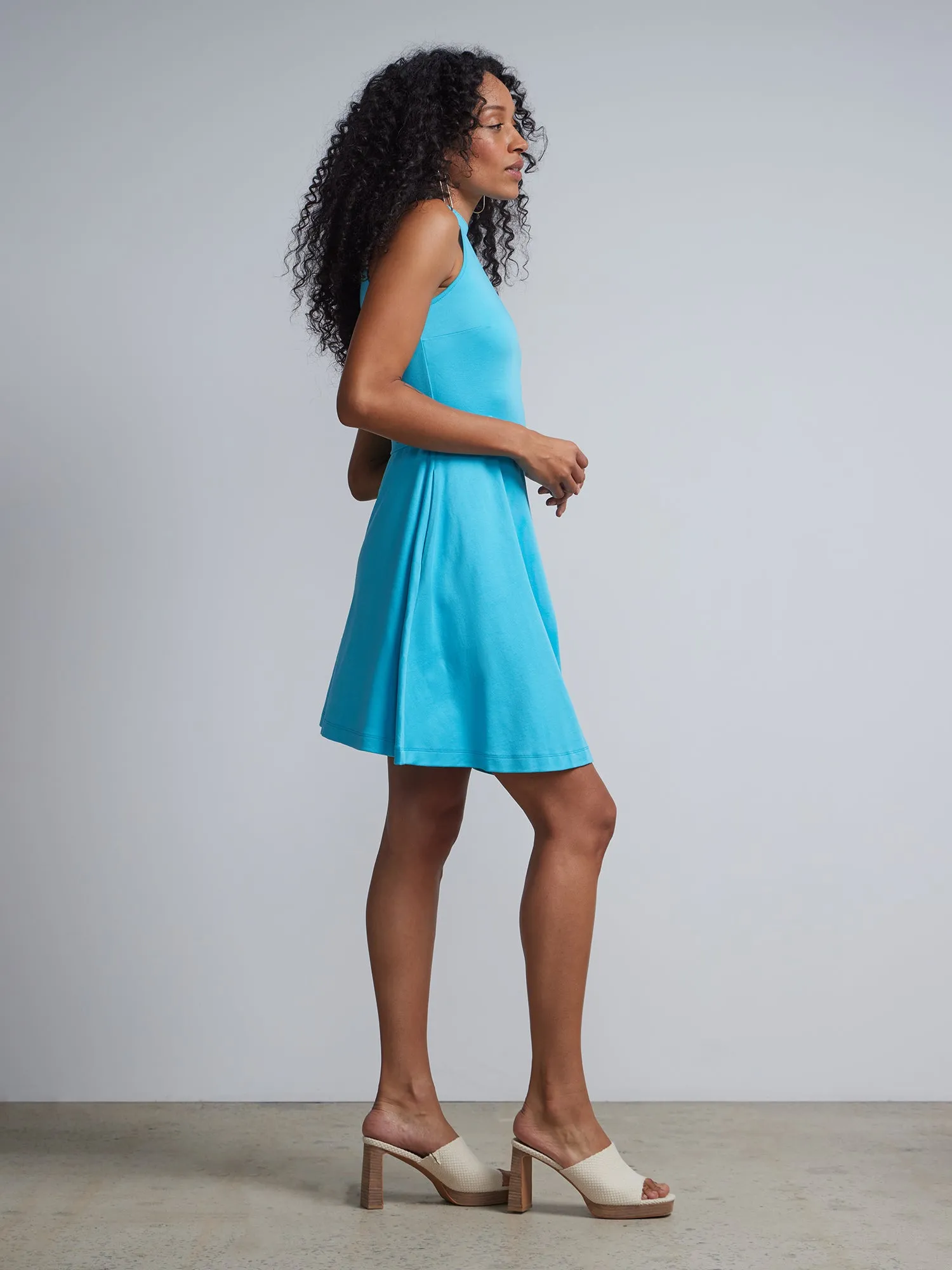 Tall Belted Halter Flare Dress - City Knits