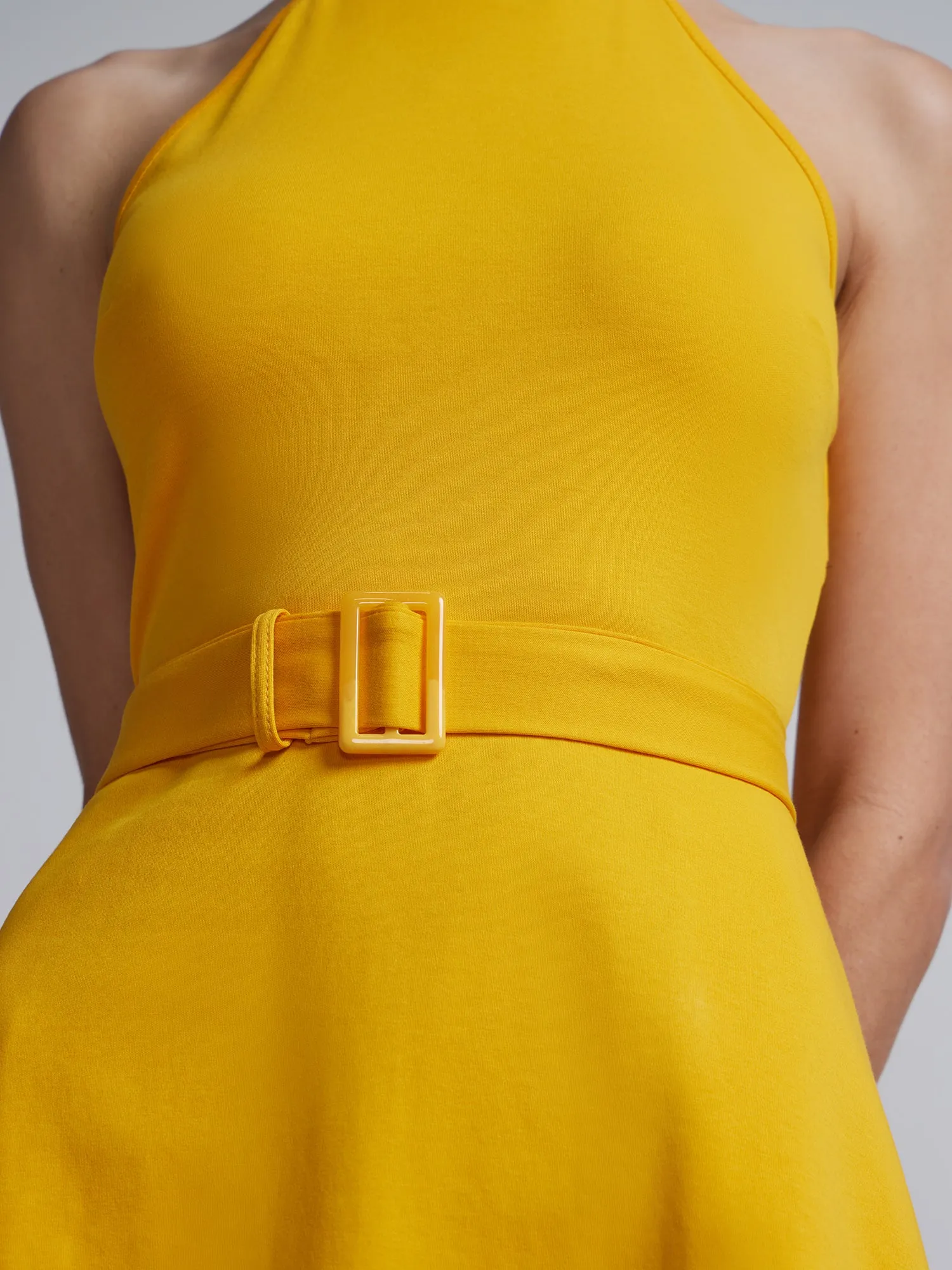 Tall Belted Halter Flare Dress - City Knits