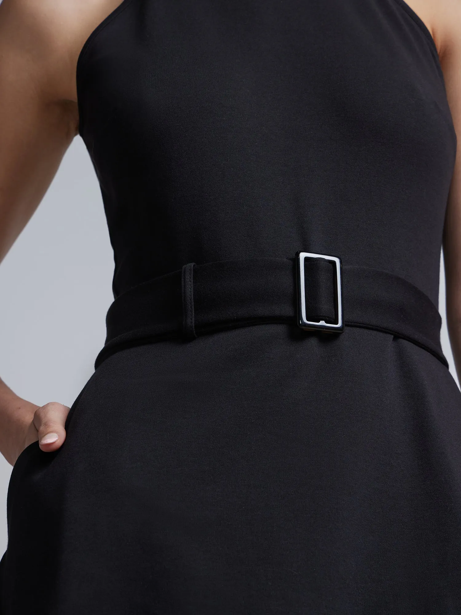 Tall Belted Halter Flare Dress - City Knits