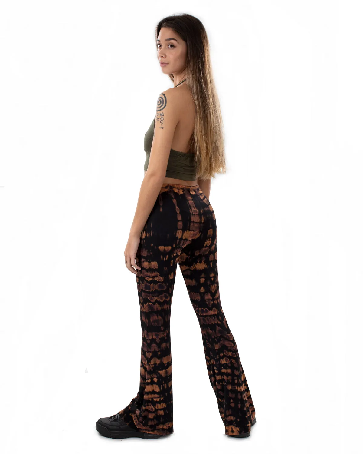 Tie Dye Flared Leggings Brown
