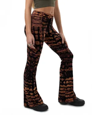 Tie Dye Flared Leggings Brown