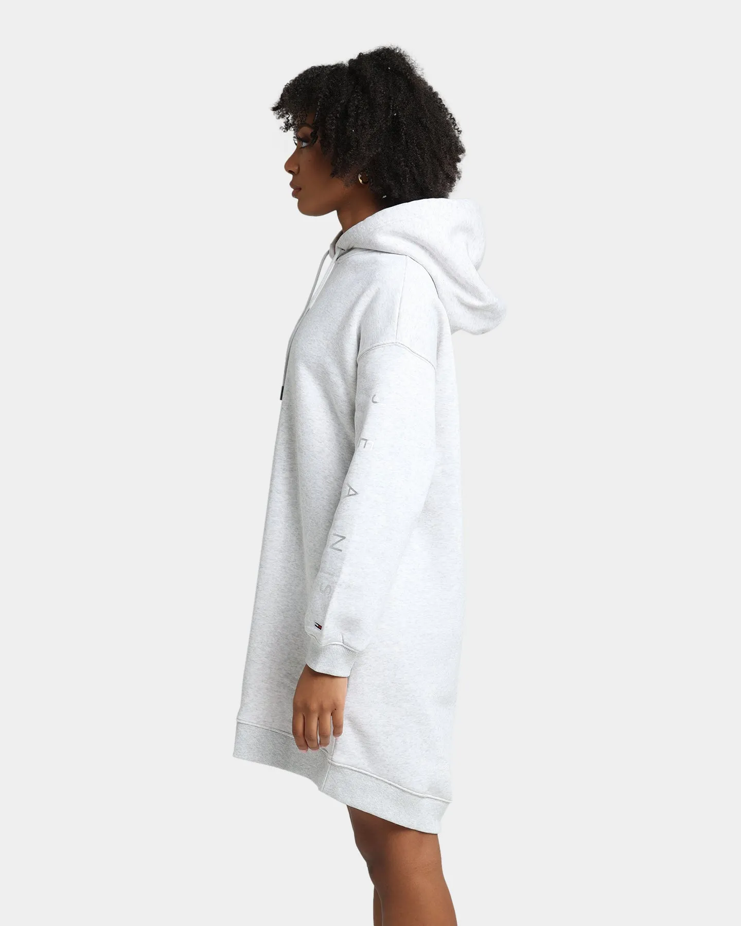 Tommy Jeans Women's Metallic Hoodie Dress Silver Grey Heather