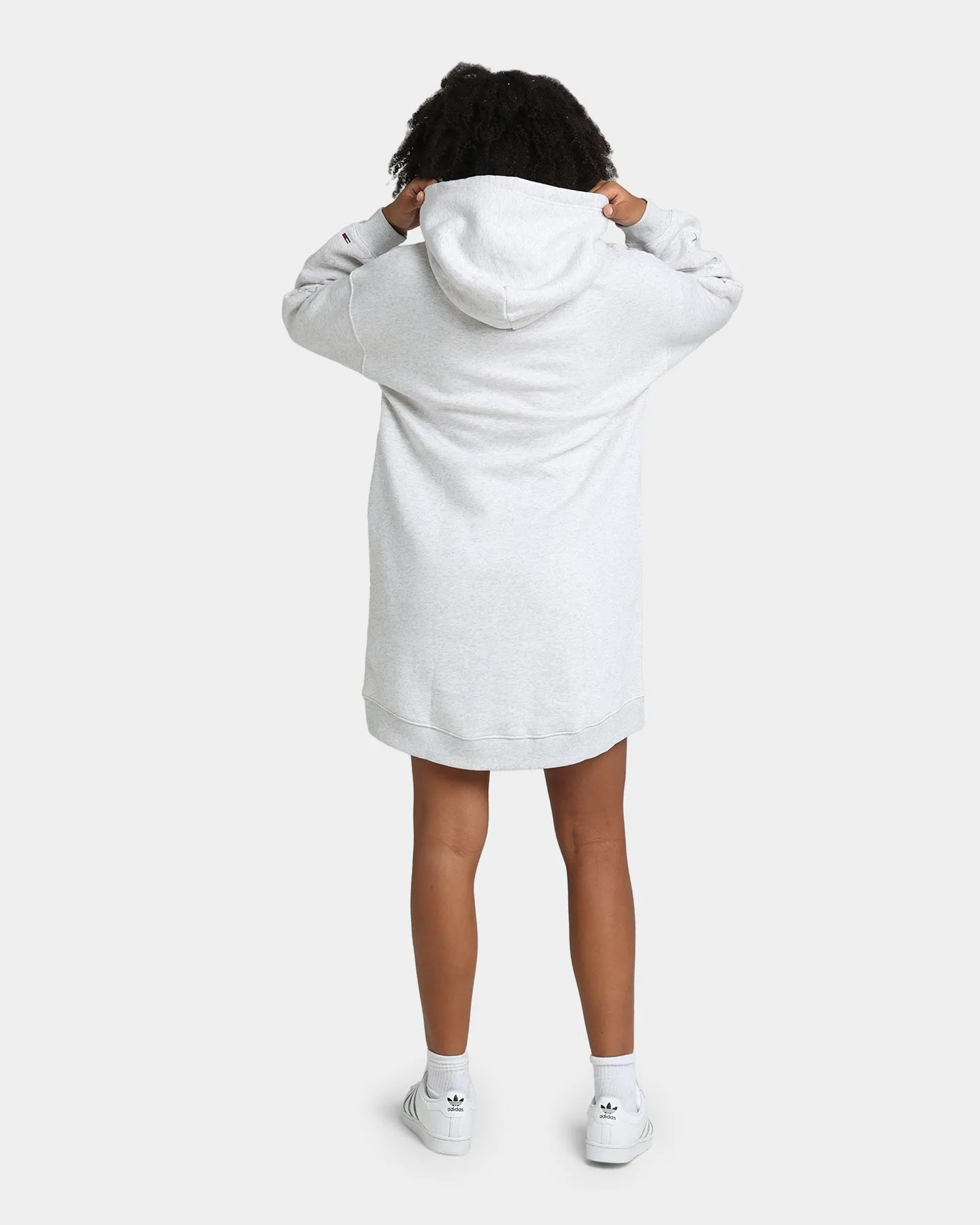 Tommy Jeans Women's Metallic Hoodie Dress Silver Grey Heather